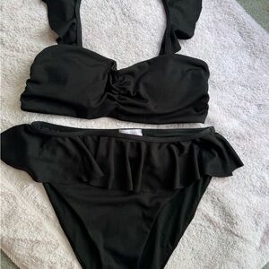 Pink Lily Black 2 piece swimsuit